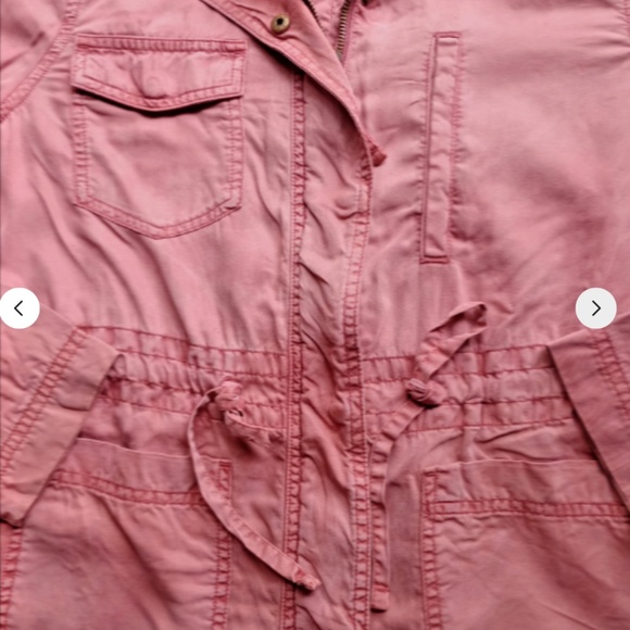 SO Women's zip-up pink colored utility jacket sz M pockets cinch waist - Picture 4 of 7